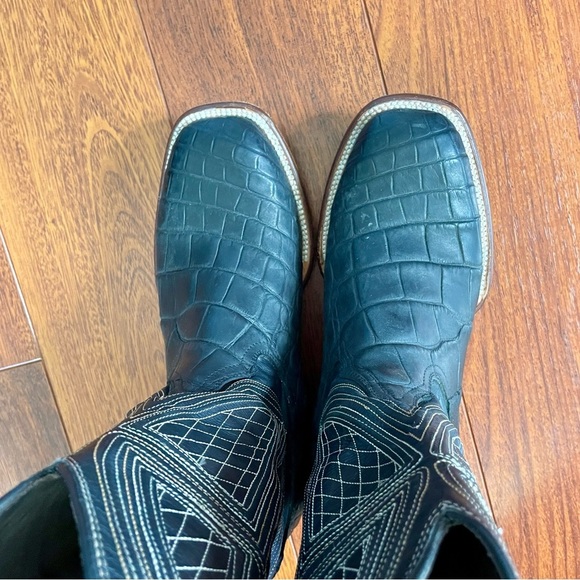 Stetson BLACK FALLS ALLIGATOR COWBOY BOOT size 9 1/2 EE - Picture 8 of 16